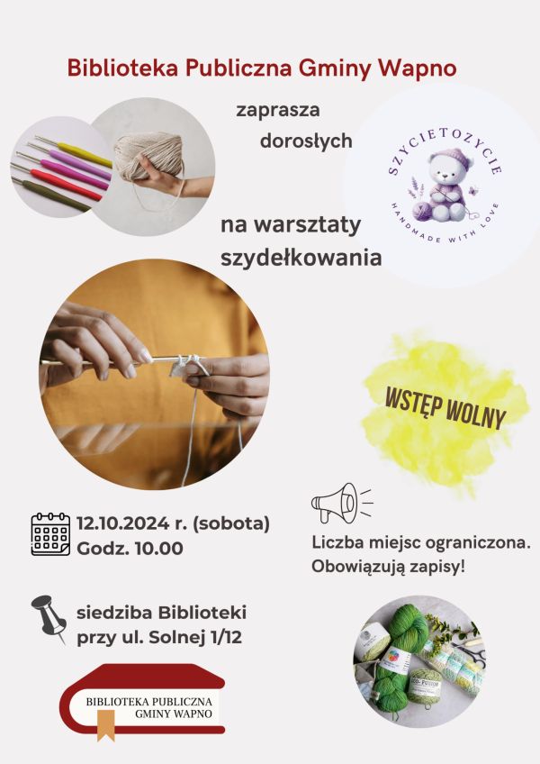 Zdjęcie Zapraszamy - Warsztaty szydełkowania dla dorosłych