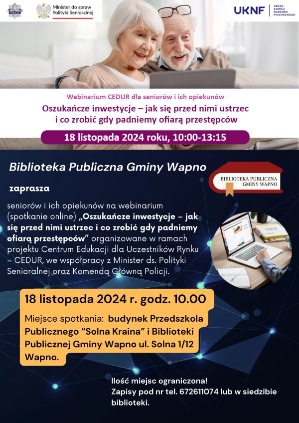 Zdjęcie Zapraszamy - Webinarium (spotkanie online) organizowane przez UKNF