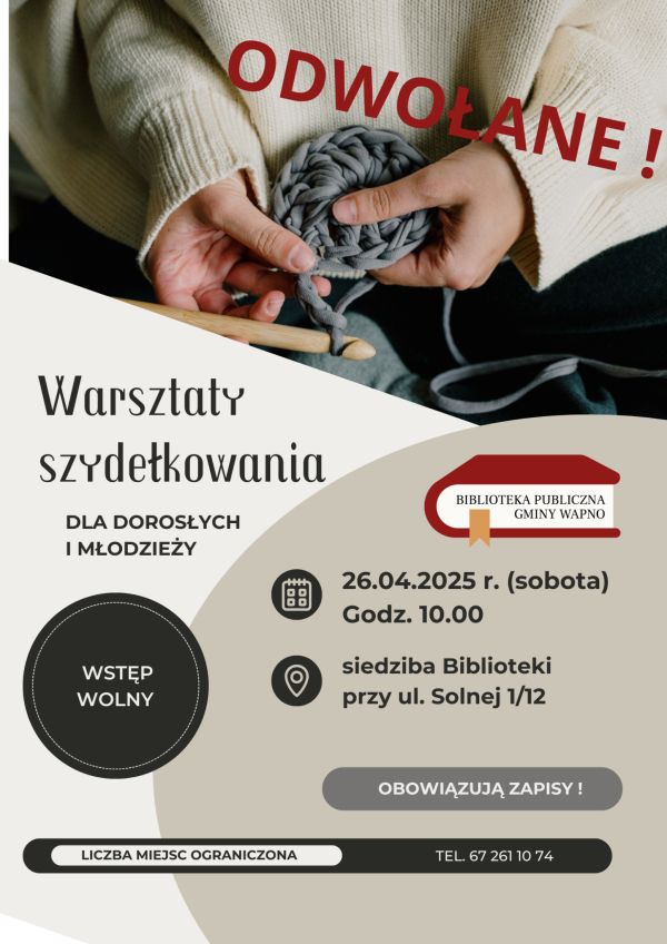 Zdjęcie Warsztaty szydełkowania - ODWOŁANE !