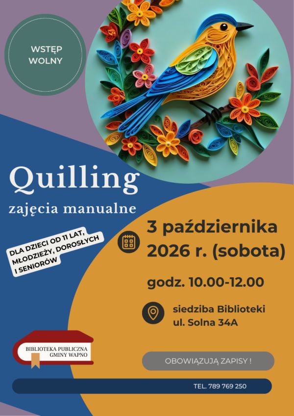 Zdjęcie Zajęcia Quilling zapraszamy - październik 2026