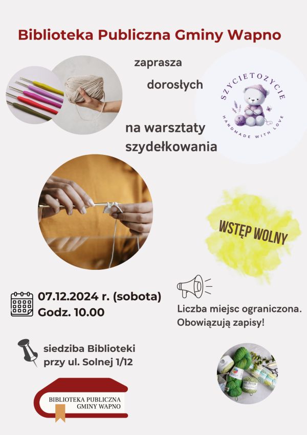 Zdjęcie Zapraszamy - Warsztaty szydełkowania dla dorosłych w grudniu